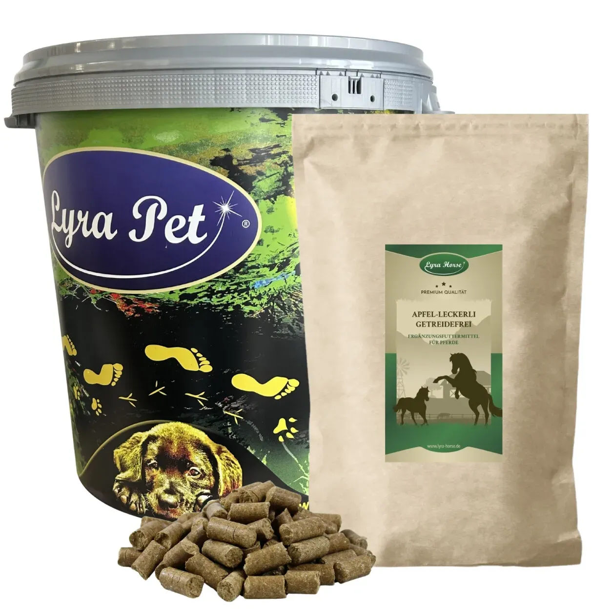 5 kg Lyra Horse® Apfel Leckerli in 30 L Tonne