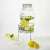 astor24 Getränkespender mit Zapfhahn und Ständer aus Glas 3 L Wasserspender Saftspender