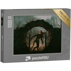 puzzleYOU Puzzle Puzzle 1000 Teile XXL „Gruseliges Monster schleicht durch dunkles Tor“, 1000 Puzzleteile, puzzleYOU-Kollektionen Fabel