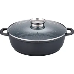 Servierpfanne »Gourmet Granit«, Aluminiumguss, VITAFLON® GRANIT Antihaft-Versiegelung, Glasdeckel, Induktion, 19381304-0 schwarz Ø 32 cm + Höhe 9,0 cm