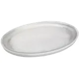 Nklaus Kerzenteller oval 17x10cm Aluminium Silber Teller matt Untertasse Tischdekoration 10372