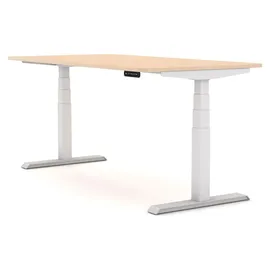 assmann büromöbel ASSMANN Elektrisch höhenverstellbarer Kinderschreibtisch JUNIOR Curved Kiesel Weiß, Memoryfunktion, Kollisionsschutz, 2-fach-Motorik - Weiß/Beige