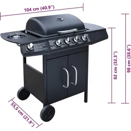vidaXL Gasgrill 4+1 Brenner schwarz 41898