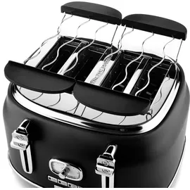 Westinghouse Retro Frühstücks-Set schwarz 2-tlg. mit 4-Schlitz Toaster