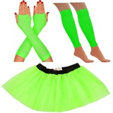 80er Jahre Verkleidung für Frauen Neon Tutu Rock 80er Jahre Kostüm Neon Party Zubehör 1980er Jahre Verkleidung Kostüme für Frauen Neon Tutu Neon Beinstulpen Neon Fischnetz Handschuhe Rave Retro Outfit