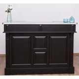 Casa Padrino Landhausstil Theke Schwarz / Silber 150 x 65 x H. 107 cm - Massivholz Thekentisch mit verzinkter Tischplatte - Barmöbel im Landhausstil