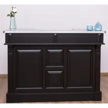 Casa Padrino Landhausstil Theke Schwarz / Silber 150 x 65 x H. 107 cm - Massivholz Thekentisch mit verzinkter Tischplatte - Barmöbel im Landhausstil