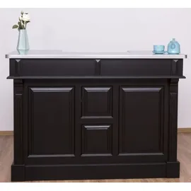 Casa Padrino Landhausstil Theke Schwarz / Silber 150 x 65 x H. 107 cm - Massivholz Thekentisch mit verzinkter Tischplatte - Barmöbel im Landhausstil