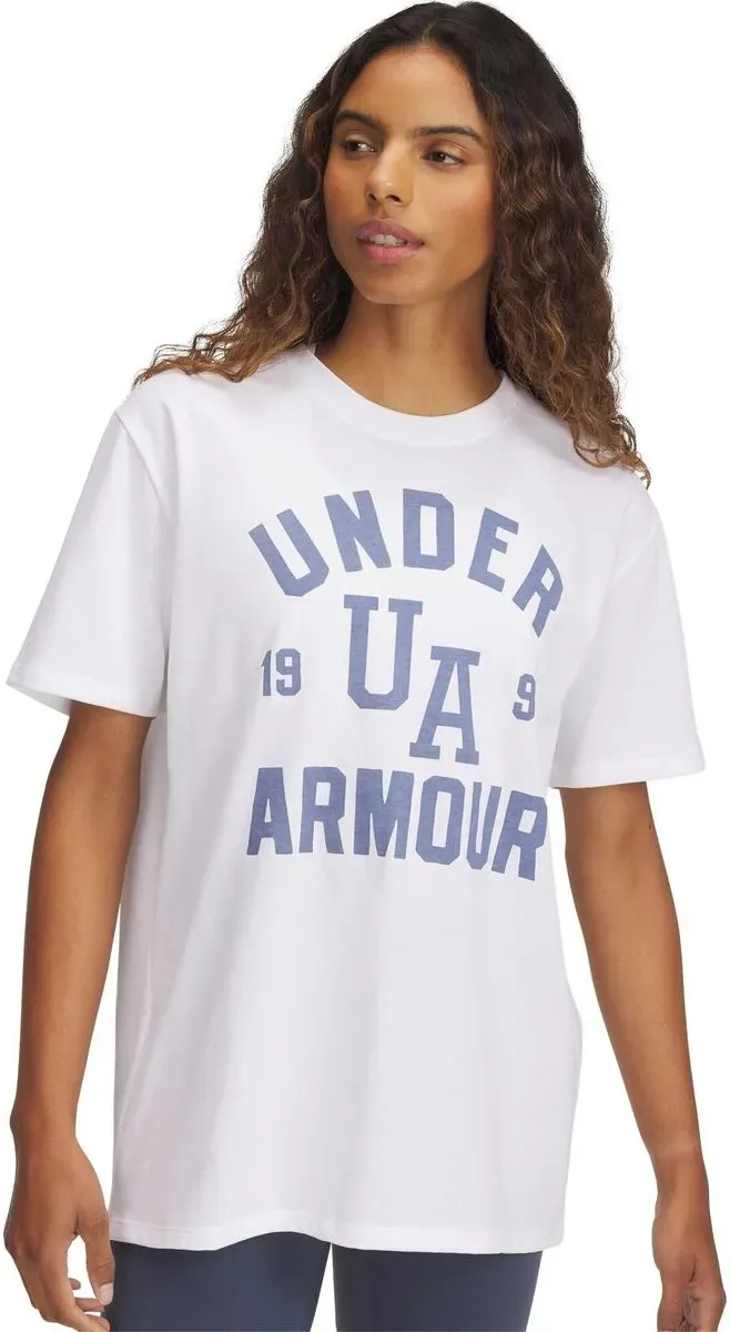 Under Armour HWT OS Collegiate SS white -midnight navy white XS