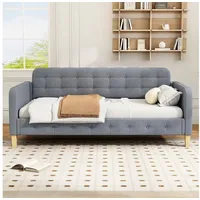 MODFU Schlafsofa Tagesbett, Knopfnagelverzierung, einfach und stilvoll, Hausbett 90*200cm, mit Matratze grau