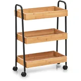 Zeller Rollwagen Bambus/Metall 70,5 cm x 28 cm x 49,5 cm Schwarz