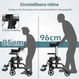 Costway Rollator Faltbar und leicht mit Sitz 6-fach höhenverstellbar Schwarz