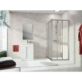 Hüppe Alpha 2 Schiebetür, für Eckeinstieg, A22602087322, Duschkabine: Profilfarbe silber matt Glas ESG klar mit ANTI-PLAQUE