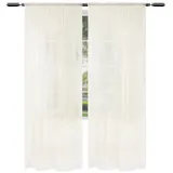 Woltu Gardinen transparent mit Kräuselband Leinen Optik creme 140x175 cm