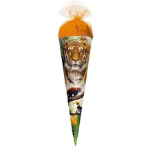 ROTH Schultüte Tiger 35 cm klein - rund - Zuckertüte Wildtier