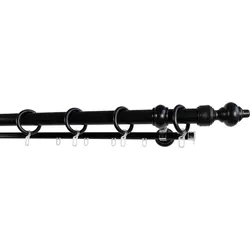 Gardinenstange GARESA "STANDARD", schwarz, L:370cm Ø:28mm, Kunststoff, Holzwerkstoff, Gardinenstangen, Vorhanggarnitur, Kunststoff, verlängerbar, mit Ringe/2 Lauf Gleiter