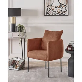 Beliani Sessel Malmos Stoff 72 x 71 x 70 cm Goldbraun mit Kissen