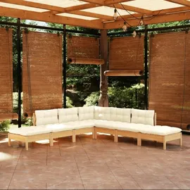 vidaXL Garten-Lounge-Set 7-tlg. beige Kiefernholz
