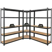 Proregal Mega Deal Eckregal | 2x Schwerlastregal Ragnar HxBxT 180x190x40cm Fachlast 175kg Schwarz Kellerregal, Steckregal, Garagenregal, Lagerregal