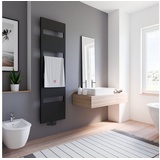 Schulte Bad-Heizkörper Turin Mittelanschluss und beidseitig von unten, Handtuchhalter-Funktion, Mattschwarz, 170 x 50 cm - Schulte