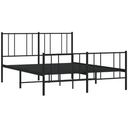vidaXL Metallbett ohne Matratze mit Fußteil Schwarz 160x200 cm