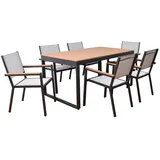 Home Deluxe Garten-Sitzgruppe SIERA SEDIA aus robustem Aluminium | Gartenmöbel, Gartengarnitur, Balkontisch, Terrassenmöbel - Grau