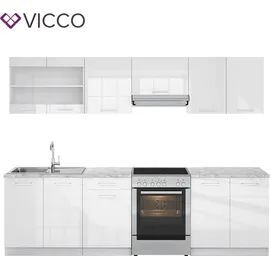 Vicco Küchenzeile Raul 240 cm weiß hochglanz