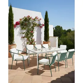 Beliani Asciano Gartenstuhl 86 x 0 x 0 cm grün/weiß 8 St.