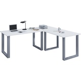 VCM Holz Schreibtisch Computertisch Lona 50 U Silber Weiß