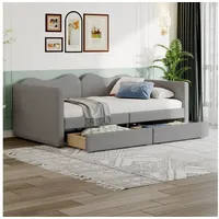 HAUSS SPLOE Schlafsofa 90x200 cm, Sofabett mit 2 Schubladen, Bettrahmen Teddybärstoff, Grau grau