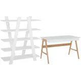 Beliani 2-tlg Büromöbel-Set ESCALANTE/SHESLAY in Weiß/Heller Holzfarbton | Gr.: onesize