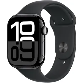 Apple Watch Series 10 GPS + Cellular 46 mm Aluminiumgehäuse diamantschwarz Sportarmband schwarz S/M