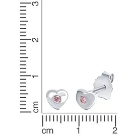FIRETTI Ohrstecker Herz Silber 925 mit Zirkonia rosa