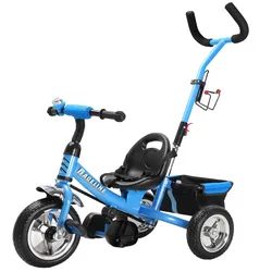 Kinderdreirad Raceline Blau Metall Schiebestange