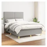 vidaXL Boxspringbett mit Matratze Hellgrau 140x200 cm Stoff