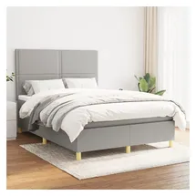 vidaXL Boxspringbett mit Matratze Hellgrau 140x200 cm Stoff