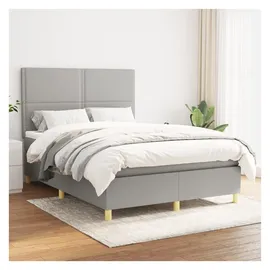 vidaXL Boxspringbett mit Matratze Hellgrau 140x200 cm Stoff