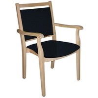 einrichtungsdesign24 Armlehnstuhl 4-Fußstuhl Holzstuhl mit Armlehnen André Seniorenstuhl Esszimmer, Gestell aus Massivholz, stapelbar schwarz