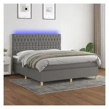vidaXL Boxspringbett 180 x 200 cm Dunkelgrau