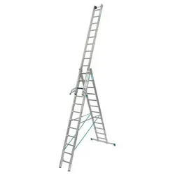 Vielzweckleiter gemäß TRBS 2121, Aluminium, 3 x 12 Sprossen/Stufen