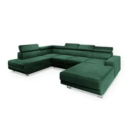 masseno Eckcouch Velours 3-Sitzer Grün