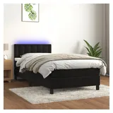 vidaXL Boxspringbett mit Matratze & LED Schwarz 100x200 cm Samt