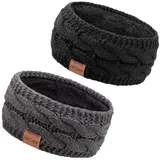 DRESHOW Damen Warm Gestricktes Stirnband Winter Ohrenwärmer Elastische Gehäkelte Kopfwickel Dickes Fleecefutter Haarbänder