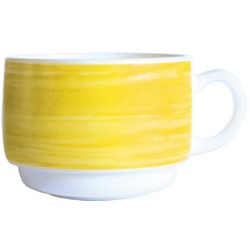 Arcoroc Tasse Brush Yellow, Opal, Obertasse Kaffeetasse stapelbar 190ml Opal Gelb 12 Stück