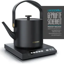 Arendo Wasserkocher, 0,5 l, 1000 W, Edelstahl, Warmhaltefunktion, Temperatureinstellung 40° - 100°