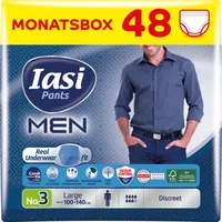 IASI Pants MEN, 48 Einweghosen für Harnverlust, Größe L für Männer, Elastisch, 48 Stück