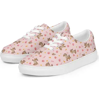 Mr. & Mrs. Panda Damen Stoffschuhe Hund Dackel Größe 35 1/2 - Rosa - Geschenk, Hunde, braun, Herz, Hunderasse, Hundebesitzer, happy dog, Dachshun... - Weiß - 35,5