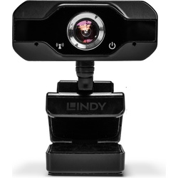 Lindy FHD 1080p Webcam mit Mikrofon Bildwinkel 110° 360° (2 Mpx), Webcam, Schwarz