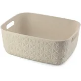 Curver Softex Aufbewahrungskorb, 12,5 l, elegantes Design, leicht, stapelbar und praktisch, 100% recycelt, 37 x 29 x 14 cm, cremefarben