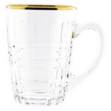 cofi Sunay 6er Gläser-Set mit Henkel Gold Umrandung 203 ml Transparent mit Muster